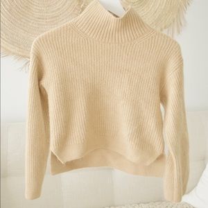 Tan Crop Turtleneck